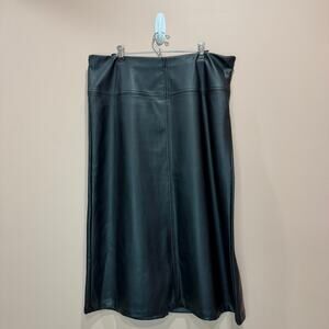 A New Day Women Black Pleather Midi Skirt